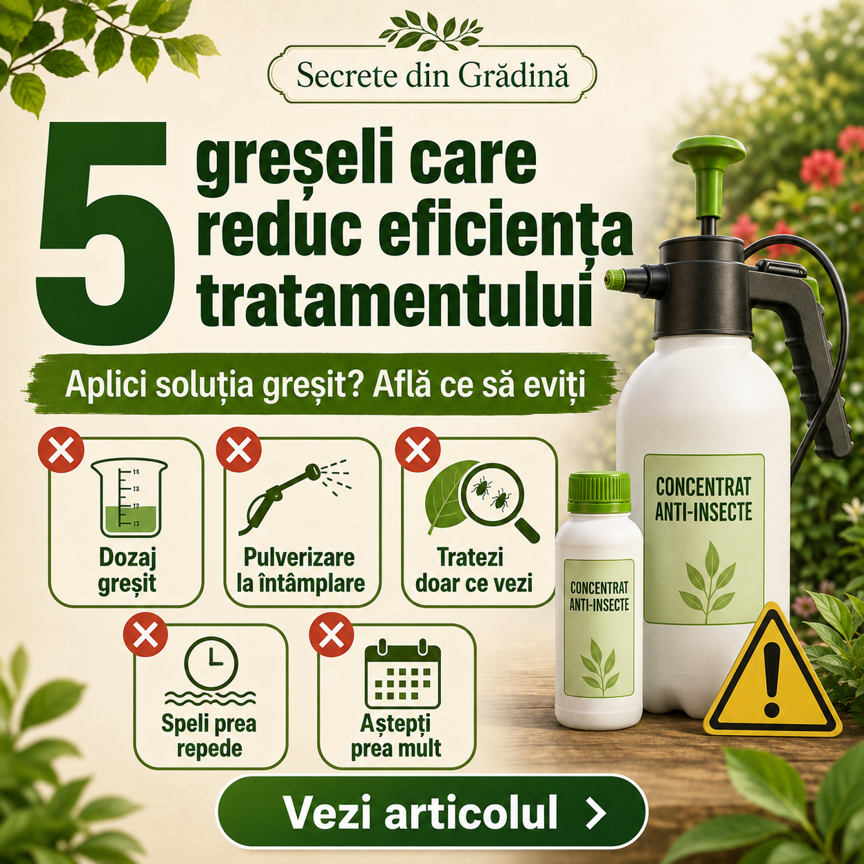 5 greșeli care pot reduce eficiența tratamentului împotriva insectelor