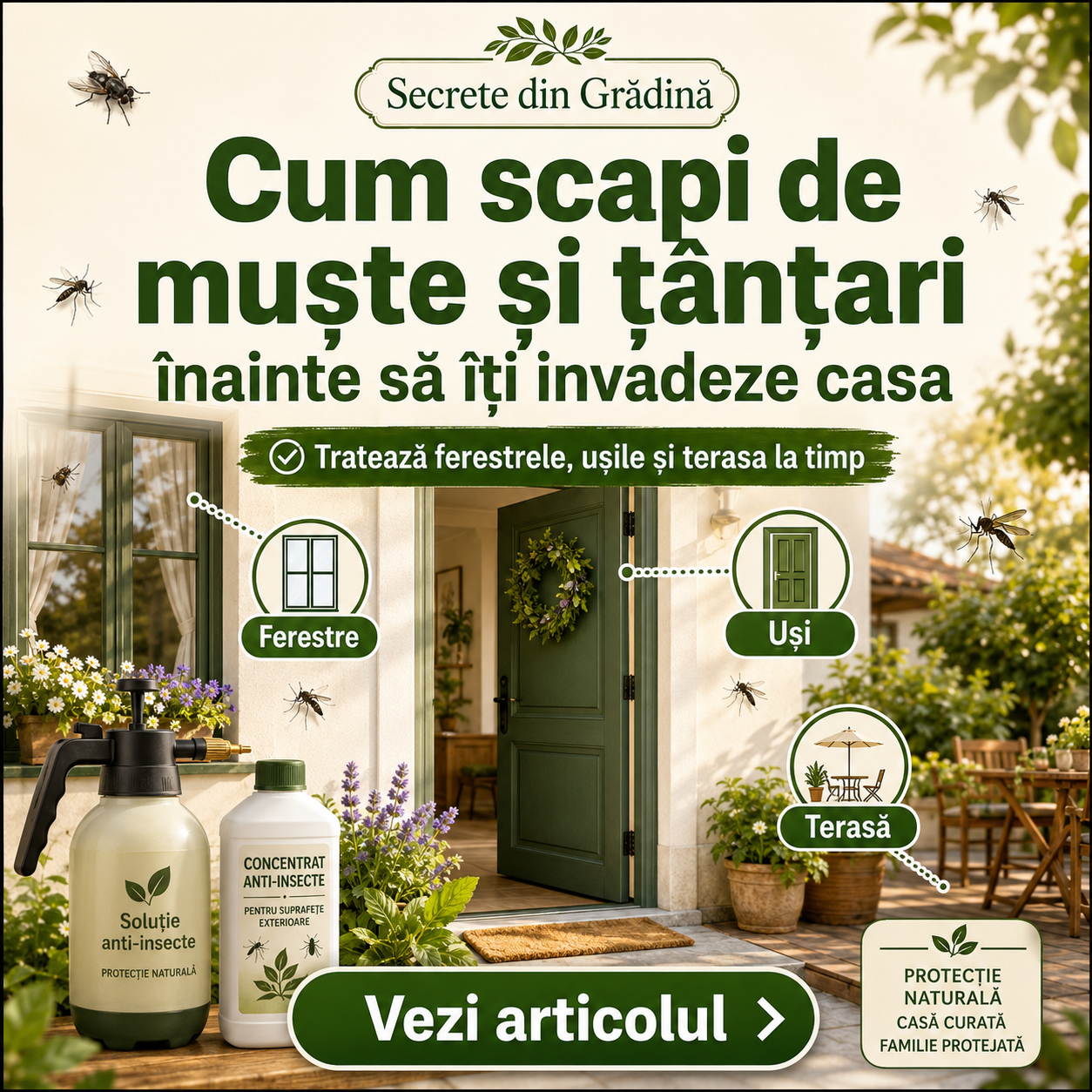 Cum scapi de muște și țânțari înainte să îți invadeze casa
